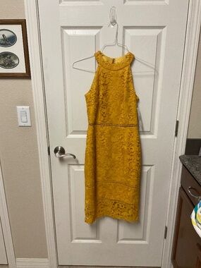 NWT Antonio Melani size 0 lace dress.  Sunflower golden yellow.  Stunning